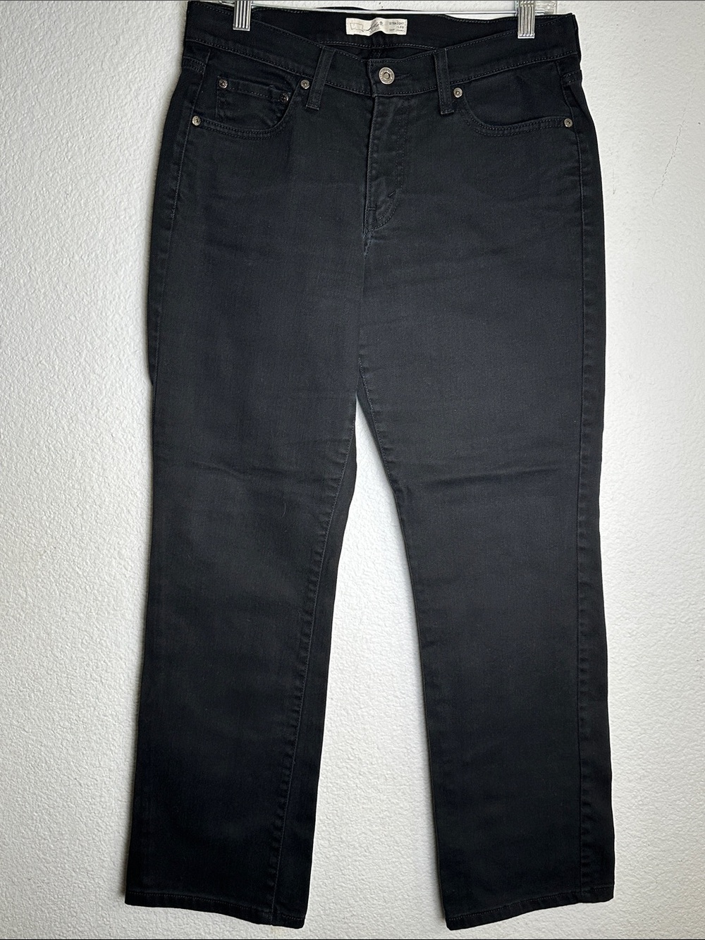 Levi’s 505 Straight Leg Jeans Black Denim Mid Rise Womens 8 Short